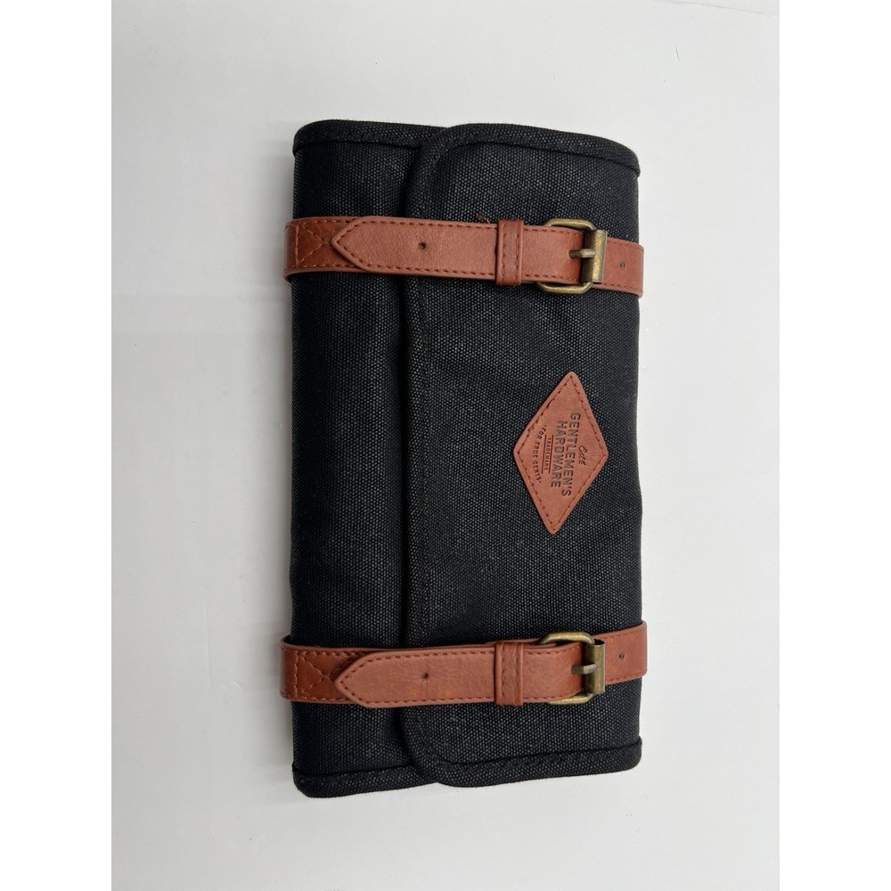 Gentlemen's Hardware GEN091 Charcoal Tool Roll Black Canvas Brown Buckle Tool
